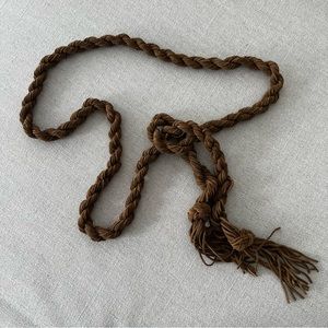 Tan Suede Braided Rope Boho Belt